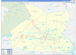 Hickory-Lenoir-Morganton Metro Area Wall Map Basic Style 2024